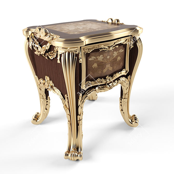 Elegant Louis XV Bedside Table 3D model image 1