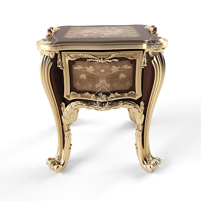 Elegant Louis XV Bedside Table 3D model image 2