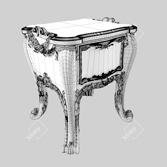 Elegant Louis XV Bedside Table 3D model image 3