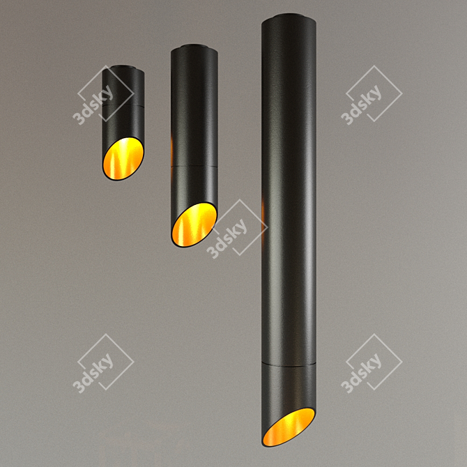 Sleek Black Bulkhead Light 3D model image 1