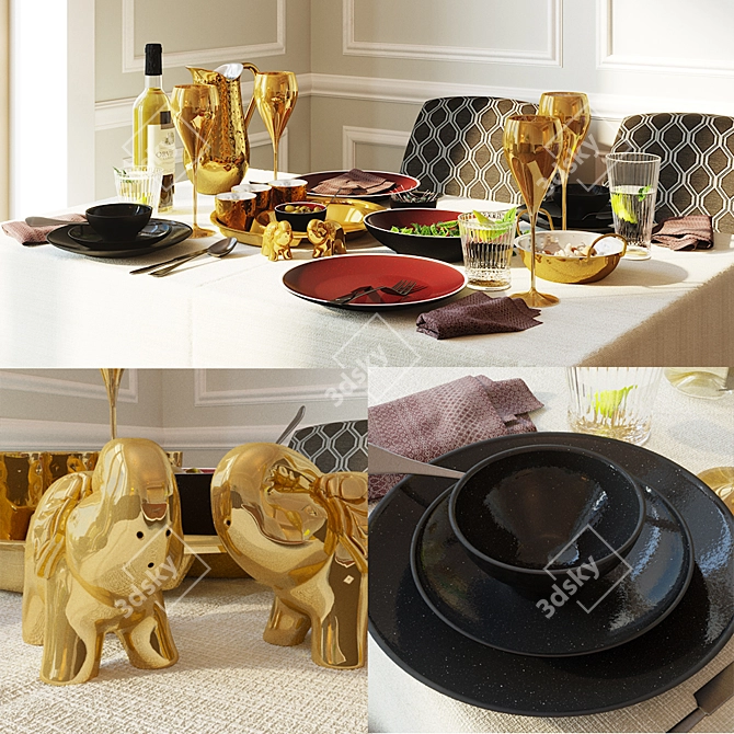 Fusion Kainoosh: Exquisite Tableware Range 3D model image 1