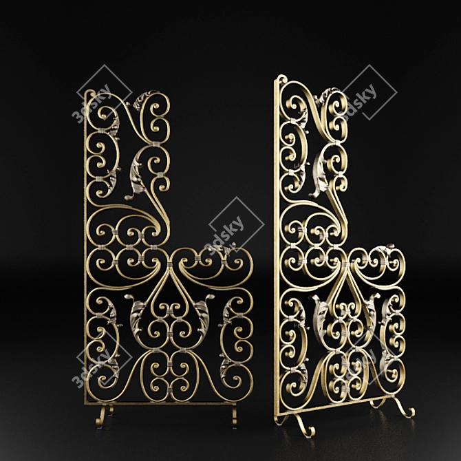 Ornate Wrought-Iron Gratings 3D model image 1