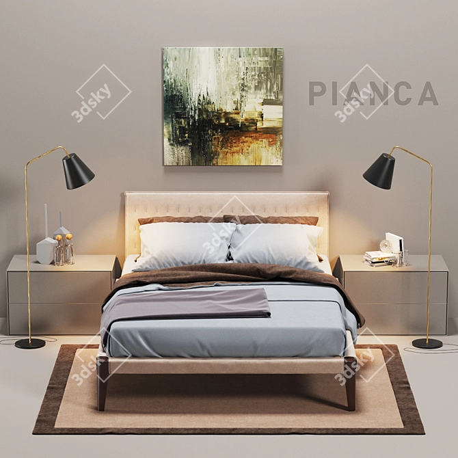 Elegant Pianca Spillo Bedroom Set 3D model image 1