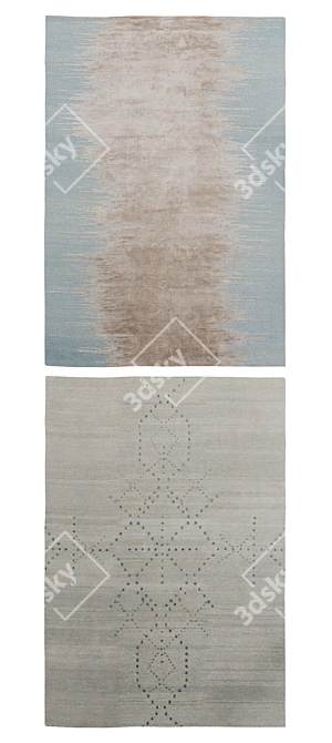 Elegant Aqua & Stone Sparkler Rugs 3D model image 2