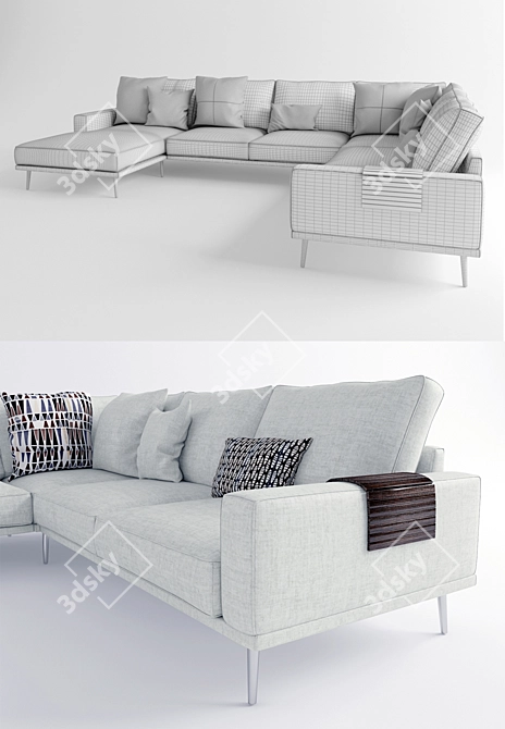 Luxurious Carlton Corner Sofa 3D model image 2