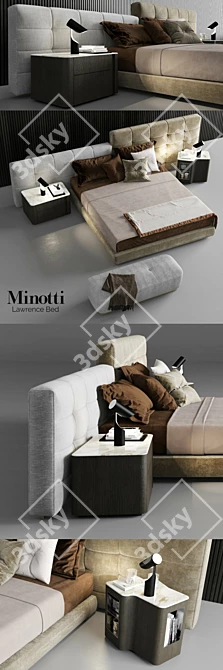 Modern Elegance: Minotti Lawrence Bed Set 3D model image 3