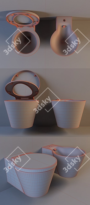 Luxury Duravit Starck 1: Wall-Mounted Toilet & Bidet 3D model image 3