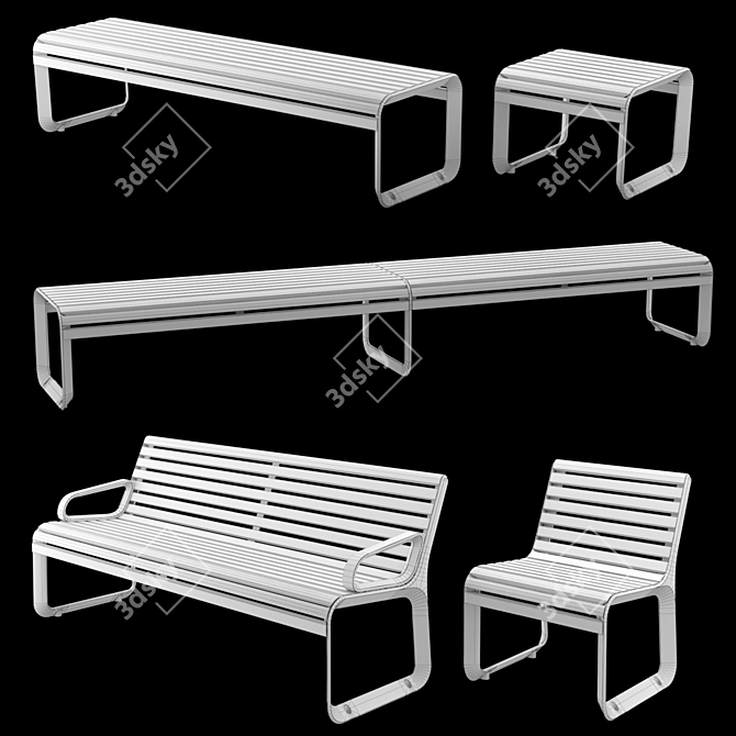 Modern and Versatile mmcite Portiqoa Benches 3D model image 2