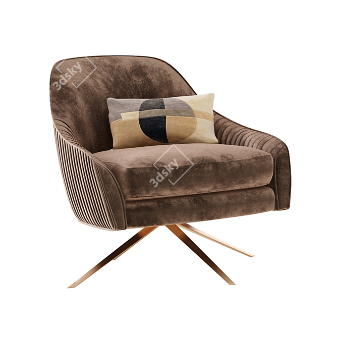 Roar + Rabbit Velvet Swivel Chair 3D model image 1