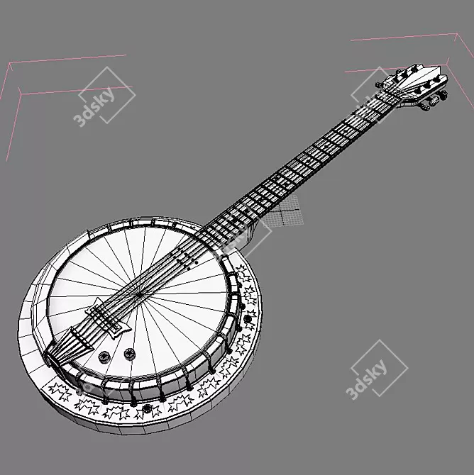 Authentic Banjo Instrument 3D model image 2