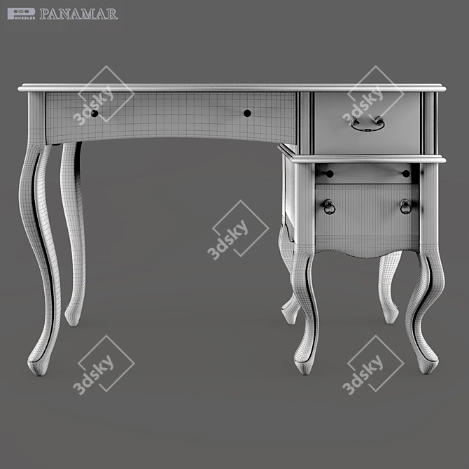 Panamar Wood Dressing Table 3D model image 2