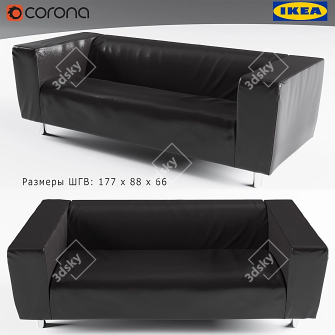 Title: KLIPPAN Double Room Sofa by Ikea 3D model image 1