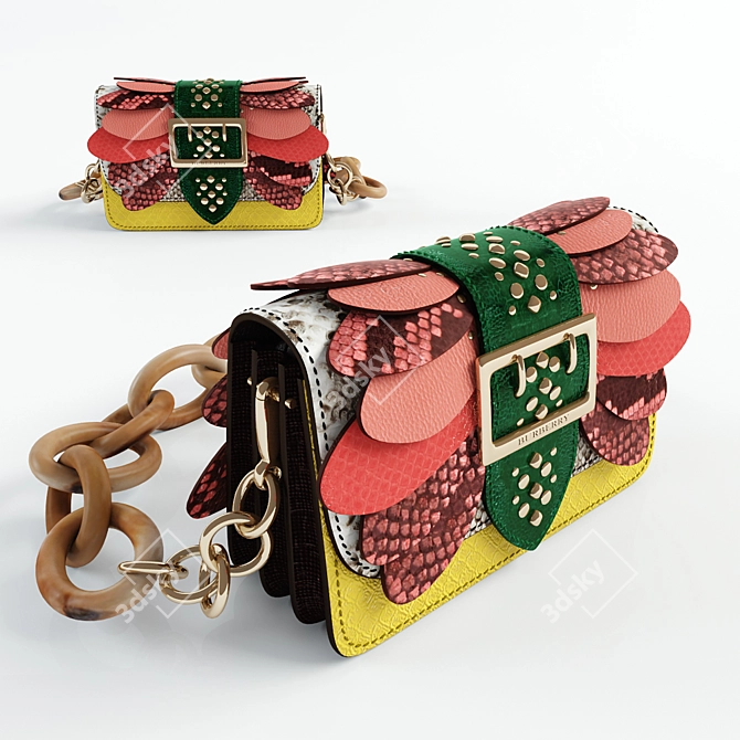 Exotic Elegance: Burberry Snake Skin Bag 3D model image 1