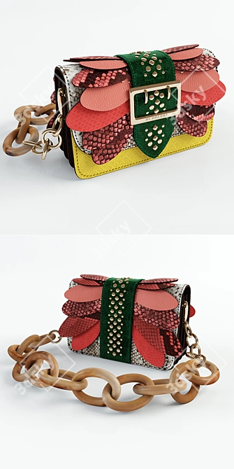 Exotic Elegance: Burberry Snake Skin Bag 3D model image 2