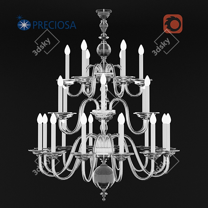 Elegant Eugene Glass Chandelier 3D model image 2