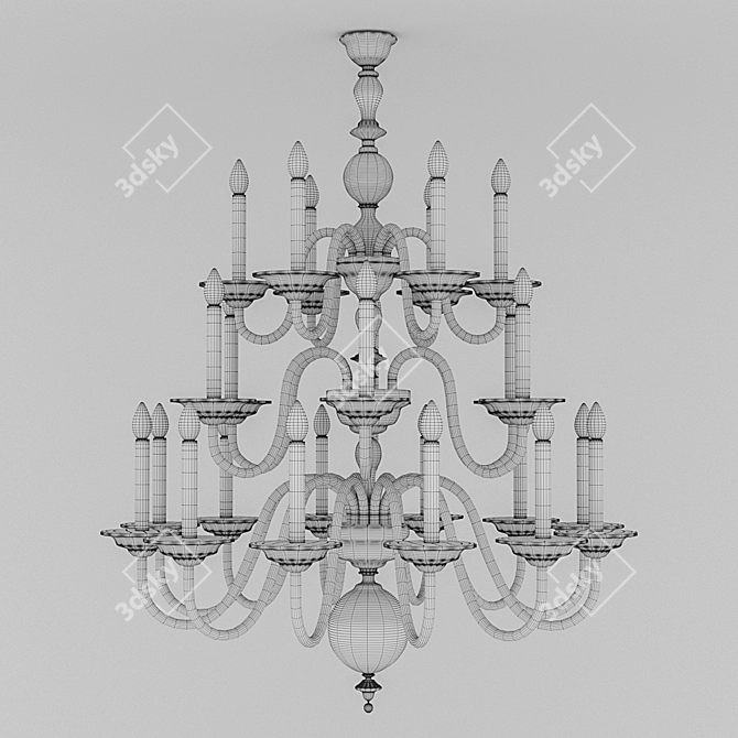 Elegant Eugene Glass Chandelier 3D model image 3