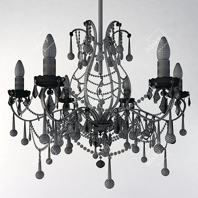 Elegant Contessa Suspended Chandelier 3D model image 2