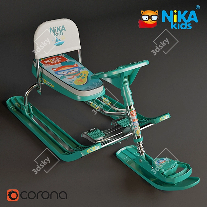 Nika Kids Foldable Sled "Timka-Sport 4 with Backrest 3D model image 1