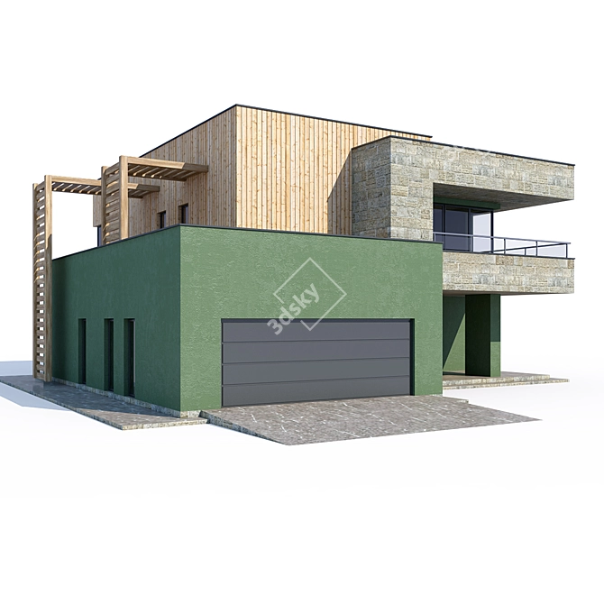 Modern ABS House V90 3D model image 2