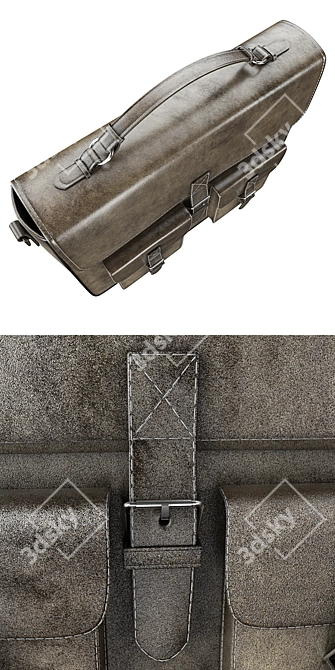 Stylish CrazyHorse Leather Bag 3D model image 2