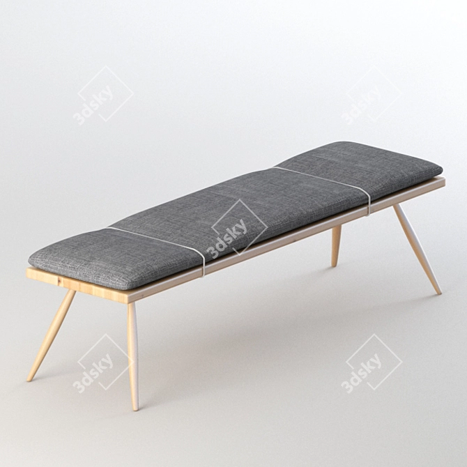 Modern Geometric Wooden Bench 3D model image 1