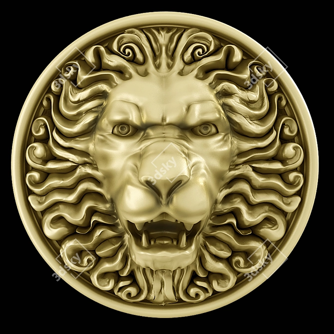 Regal Lion Head Decor 3D model image 1