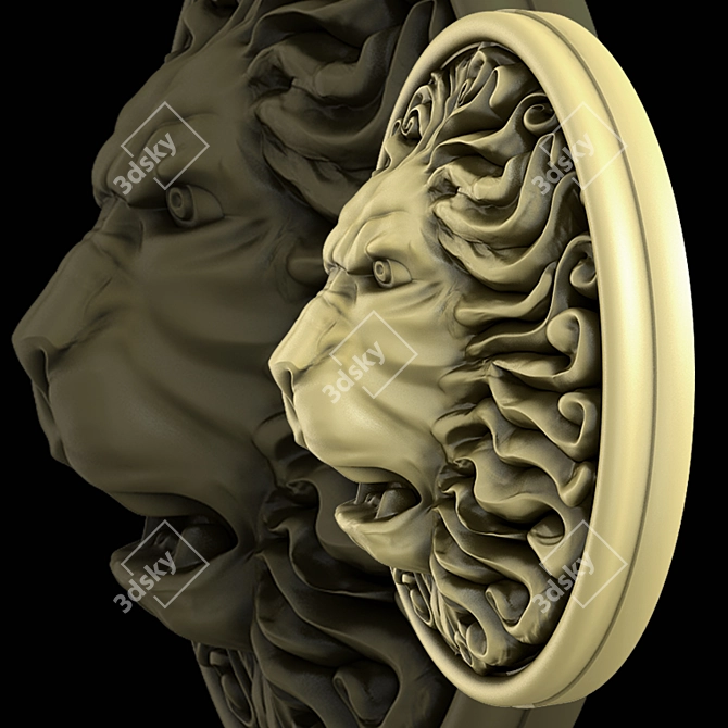 Regal Lion Head Decor 3D model image 2