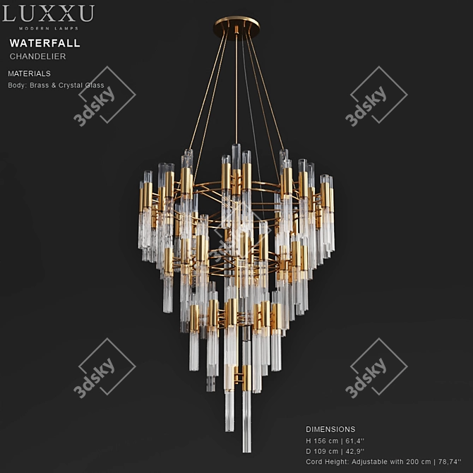 Elegant Waterfall Chandelier 3D model image 1