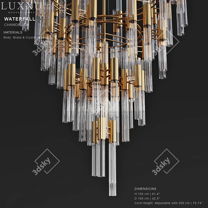 Elegant Waterfall Chandelier 3D model image 3