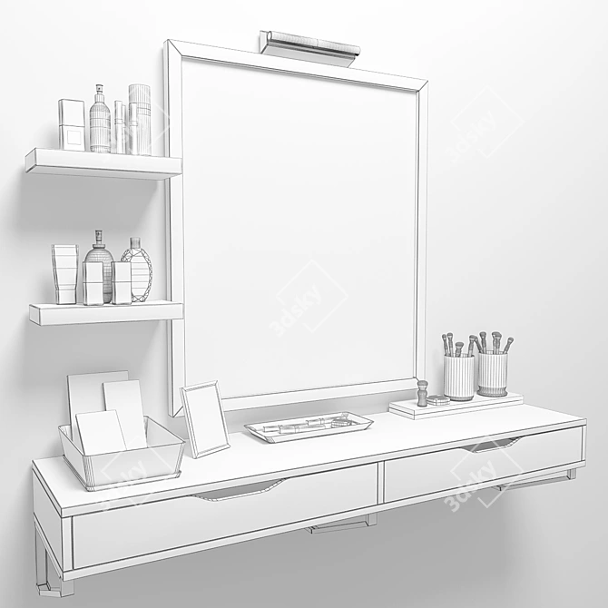 Stylish Makeup Vanity: Ikea Alex 3D model image 3