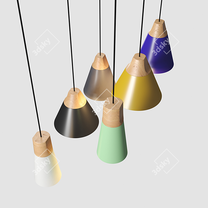 Sleek Slope Pendant Lighting Set 3D model image 3