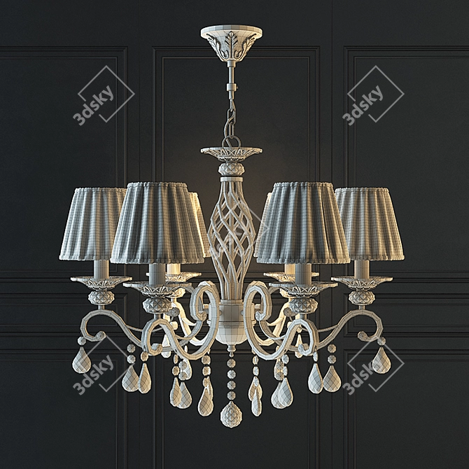 Elegant Cream Gold Chandelier 3D model image 3