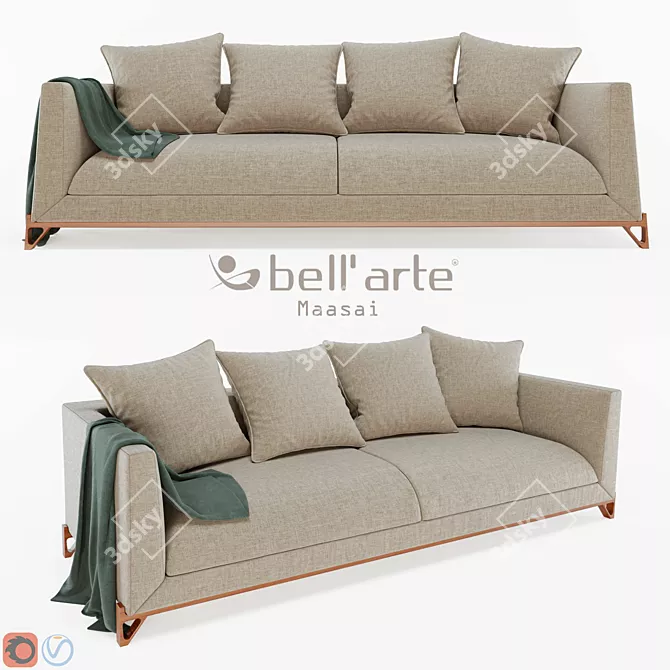 African-inspired Maasai Sofa: Exquisite Bell'Arte Design 3D model image 1
