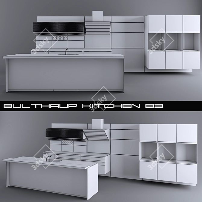 bulthaup b3 Kitchen: Functional Storage & Stylish Island 3D model image 2