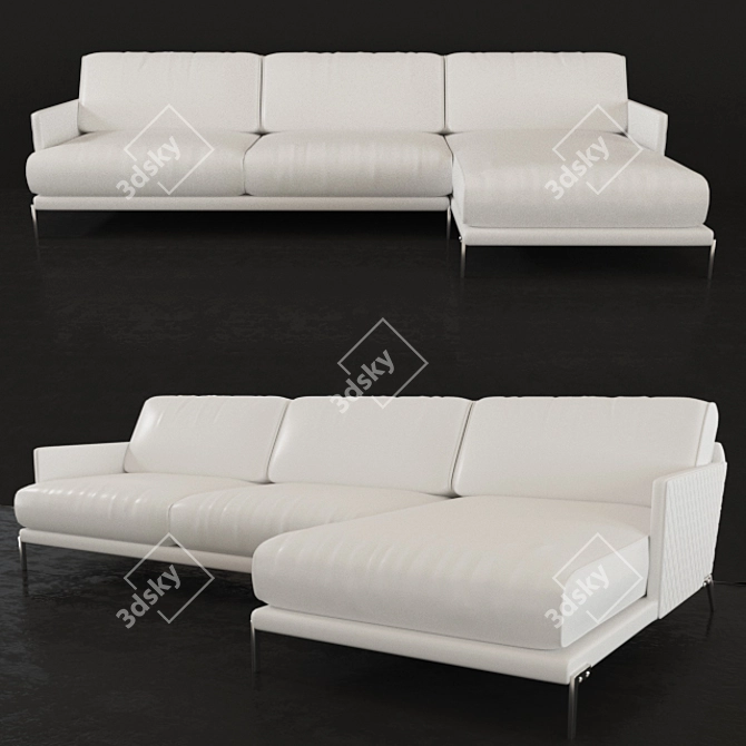 Italian Leather Corner Sofa 3D model image 1