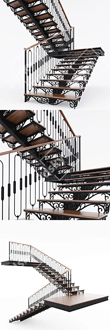 Spiral Forged Ladder 3D model image 2