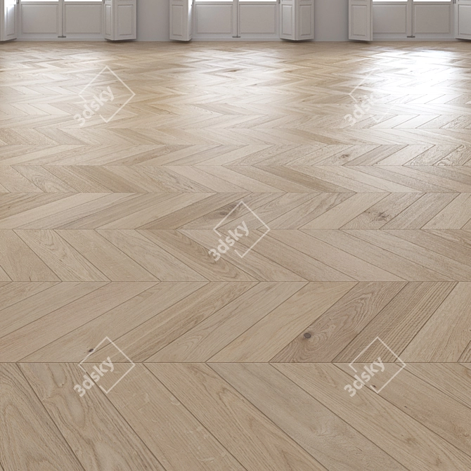 Premium Oak Chevron Light Floor 3D model image 1