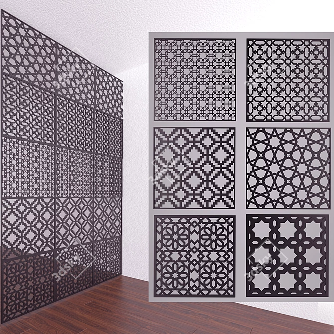 Elegant Islamic Art Panels 3D model image 1