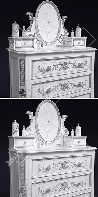 Elegant Carved Chest of Drawers 3D model image 3