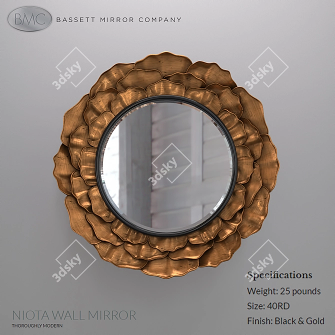 Elegant Niota Wall Mirror 3D model image 1