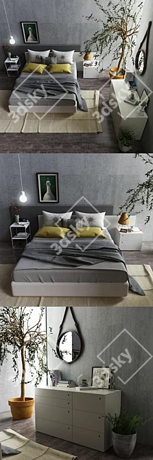 Modern Alf Skip Bed Set 3D model image 2