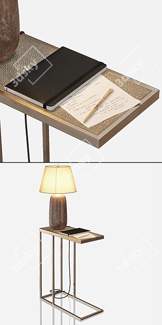 Kathy Kuo Brass Side Table 3D model image 2