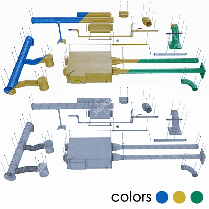 Ventilation & Fire Pipes Set 3D model image 3