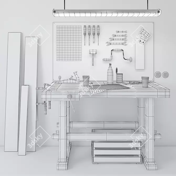 Craftsman Joiner's Workbench 3D model image 3