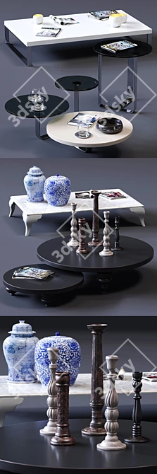 Stylish CorteZari Coffee Tables Set 3D model image 2