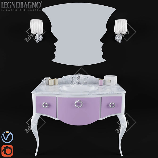 Luxury Glam Bathroom Vanity 3D model image 1