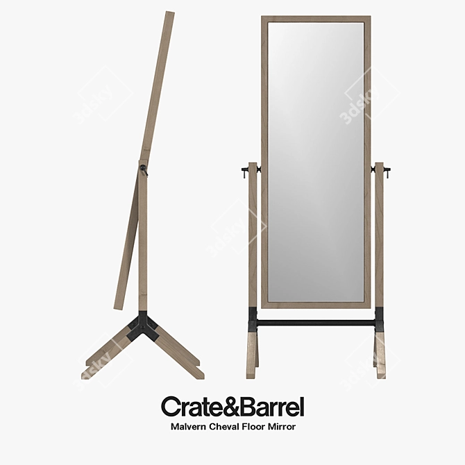 Modern Malvern Cheval Floor Mirror 3D model image 1