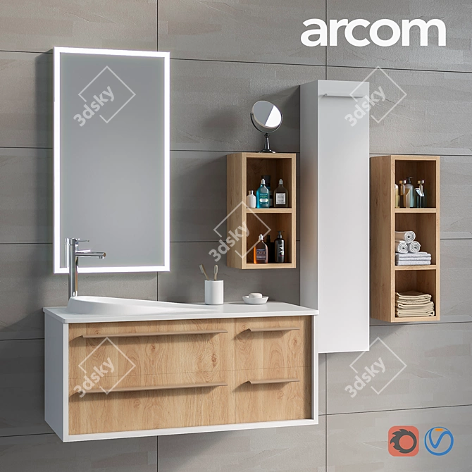 ARCOM POLLOCK COMPOSITION 36 Bathroom Furniture Set 3D model image 1