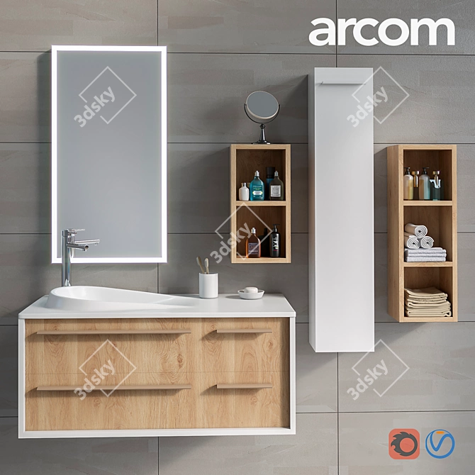ARCOM POLLOCK COMPOSITION 36 Bathroom Furniture Set 3D model image 2