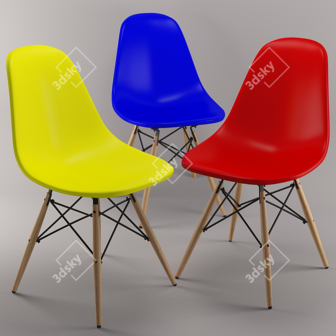 Eames DSW Plastic Side Chair 3D model image 1